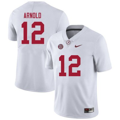 NCAA Men's Alabama Crimson Tide #12 Terrion Arnold Stitched College 2021 Nike Authentic White Football Jersey JR17O60NS